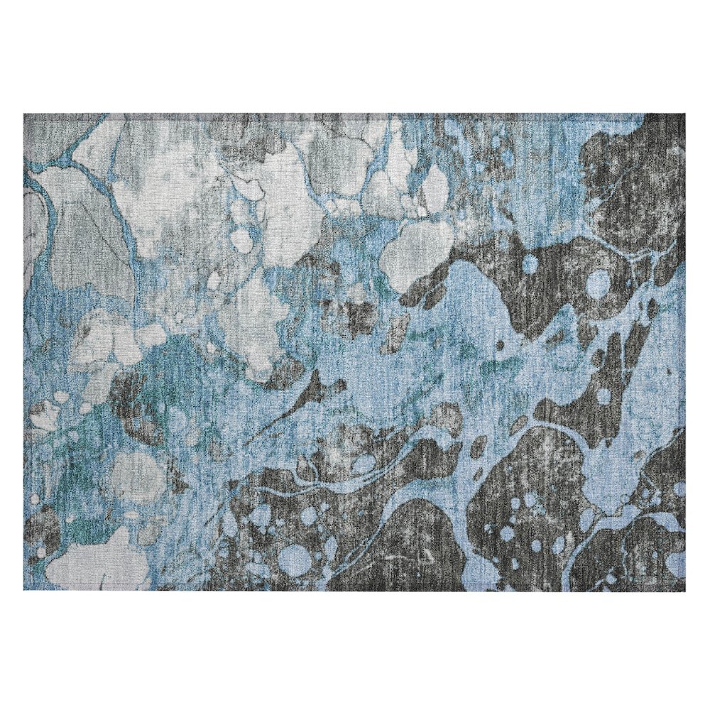 Machine Washable Indoor/Outdoor Chantille Blue 1'8" x 2'6" Rug. Picture 1