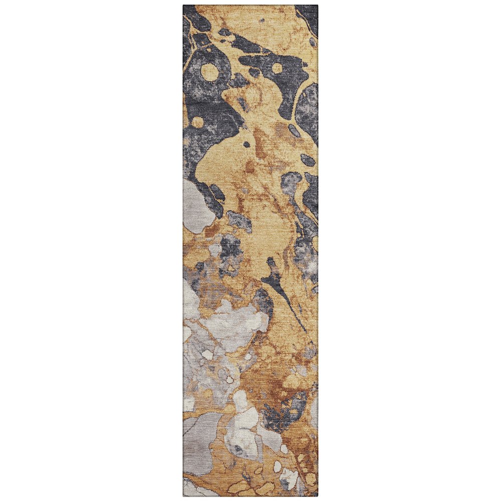 Machine Washable Indoor/Outdoor Chantille Gold 2'3" x 7'6" Runner Rug. Picture 1