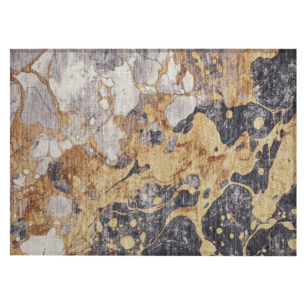 Machine Washable Indoor/Outdoor Chantille Gold 1'8" x 2'6" Rug. Picture 1