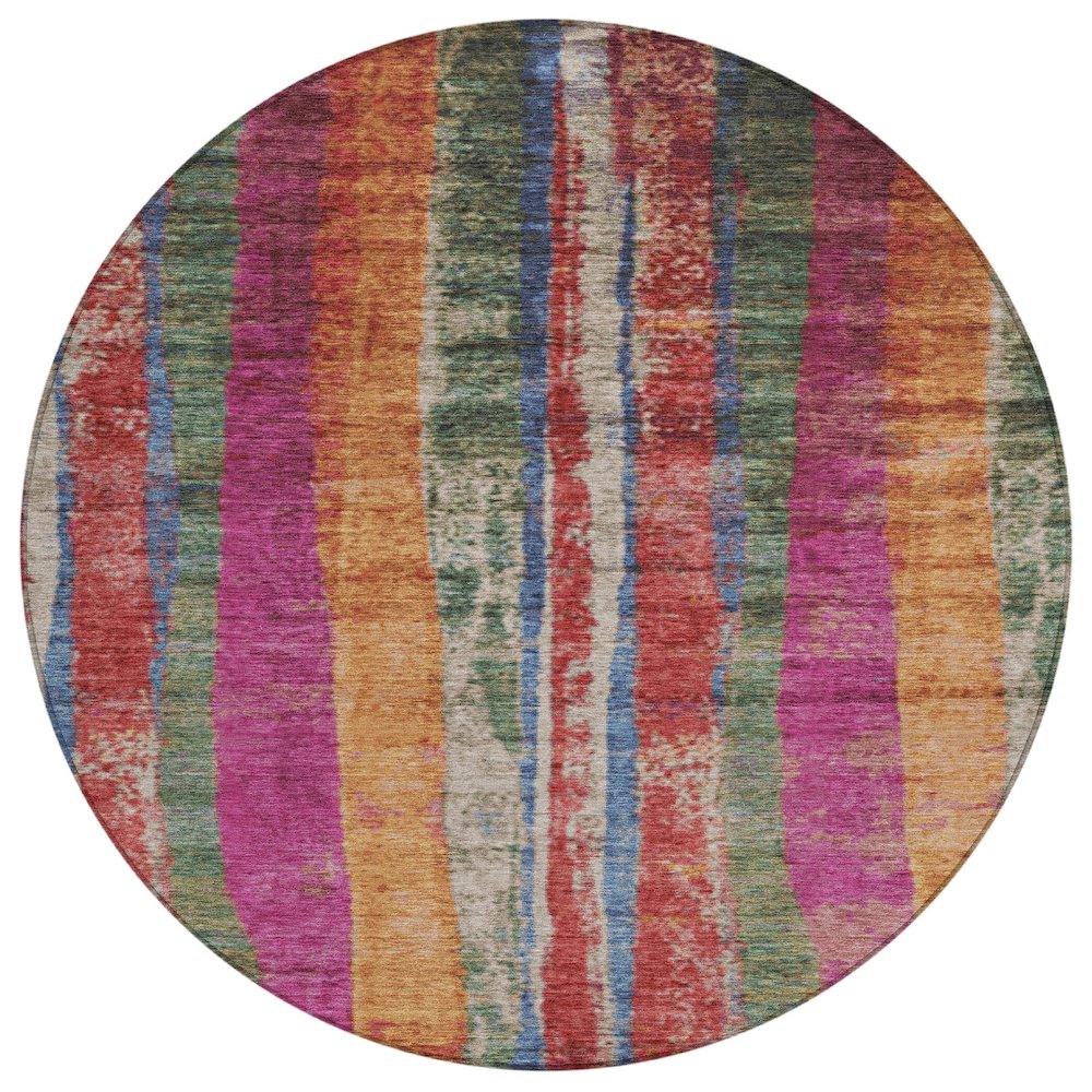 Machine Washable Indoor/Outdoor Chantille Putty 8' x 8' Round Rug. Picture 1