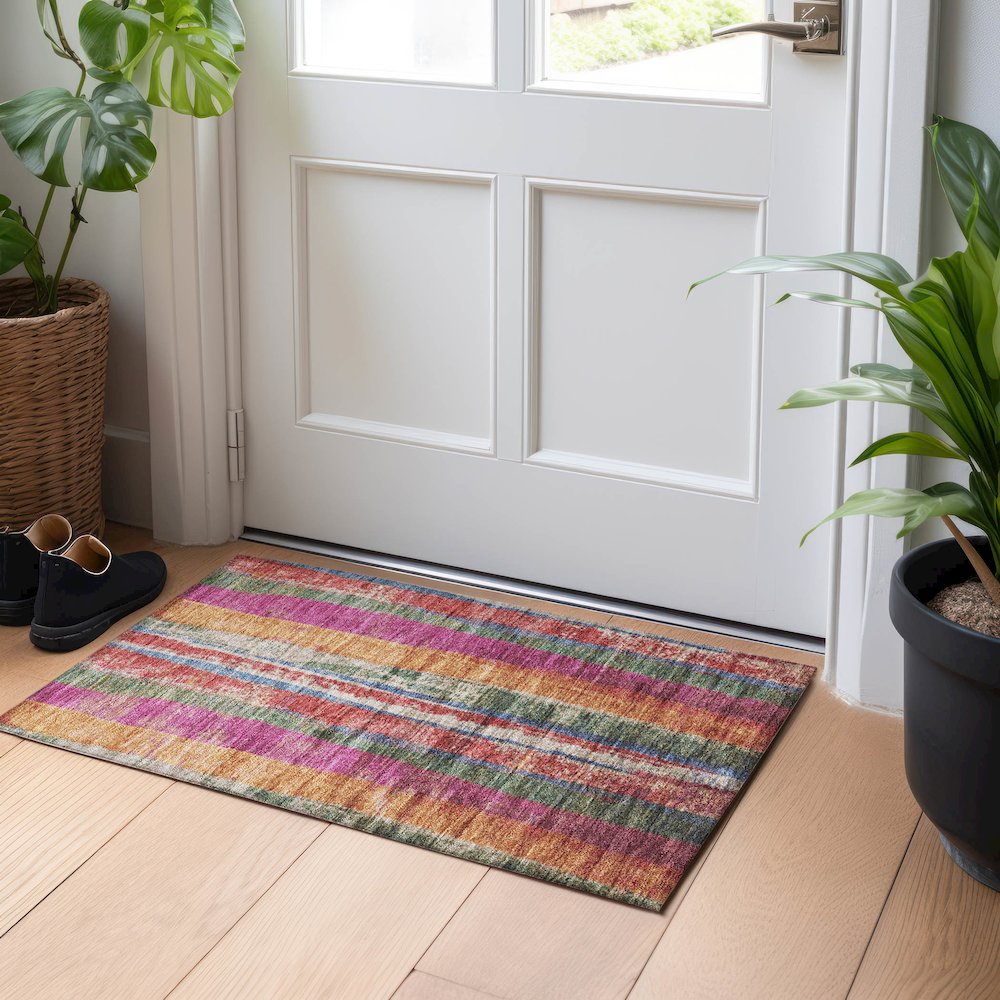 Machine Washable Indoor/Outdoor Chantille Putty 1'8" x 2'6" Rug. Picture 5