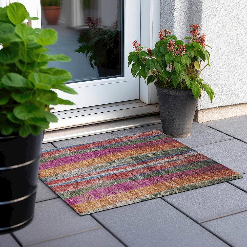 Machine Washable Indoor/Outdoor Chantille Putty 1'8" x 2'6" Rug. Picture 6
