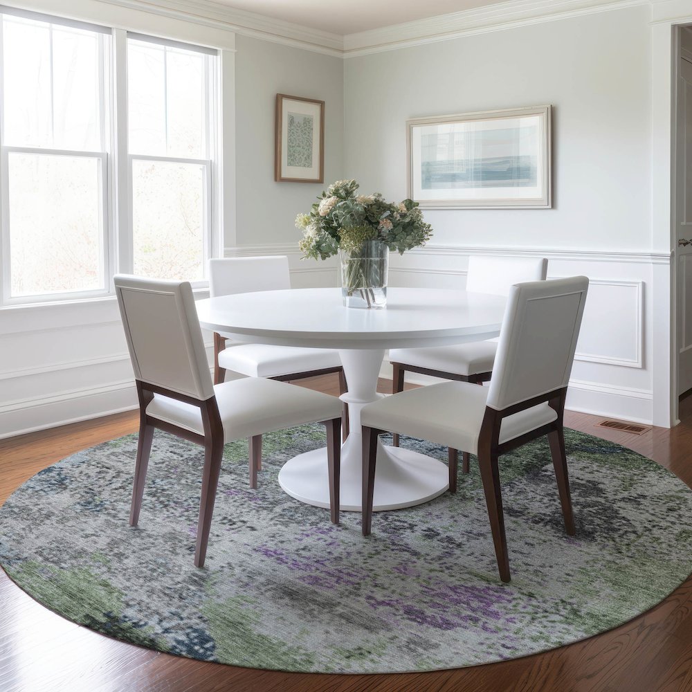 Machine Washable Indoor/Outdoor Chantille Fern 8' x 8' Round Rug. Picture 5