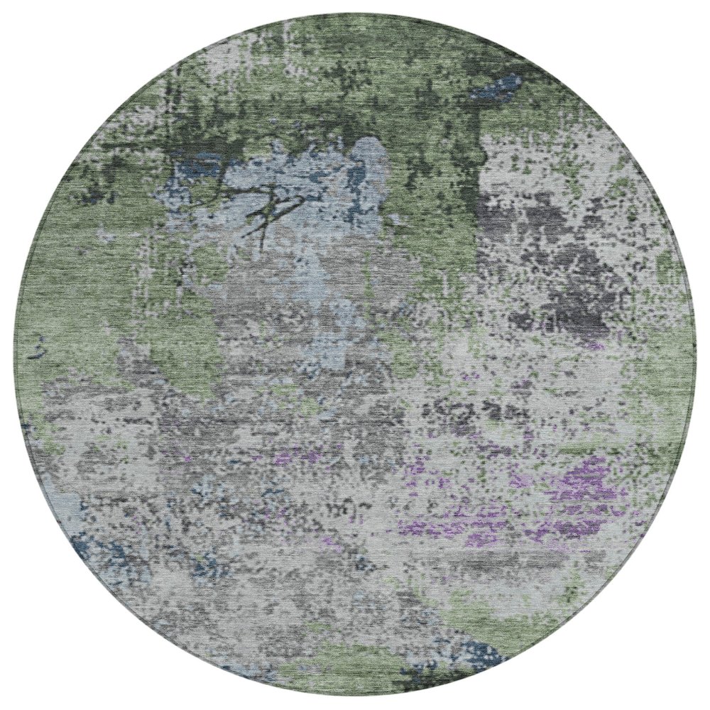 Machine Washable Indoor/Outdoor Chantille Fern 8' x 8' Round Rug. Picture 1