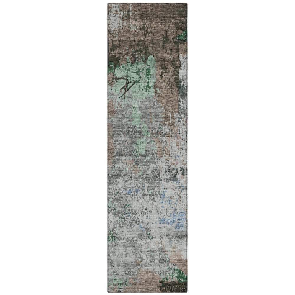 Machine Washable Indoor/Outdoor Chantille Taupe 2'3" x 7'6" Runner Rug. Picture 1