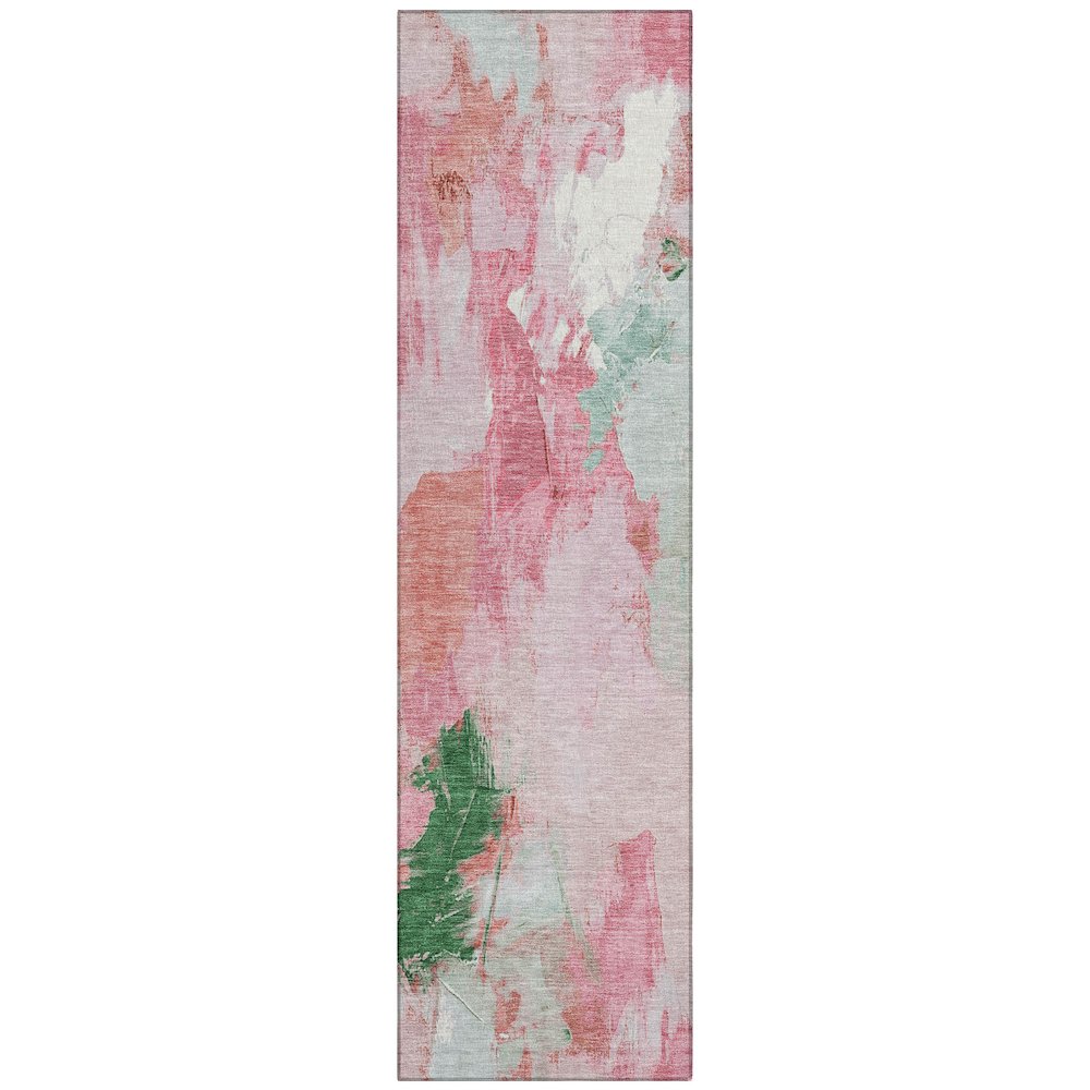 Machine Washable Indoor/Outdoor Chantille Blush 2'3" x 7'6" Runner Rug. Picture 1
