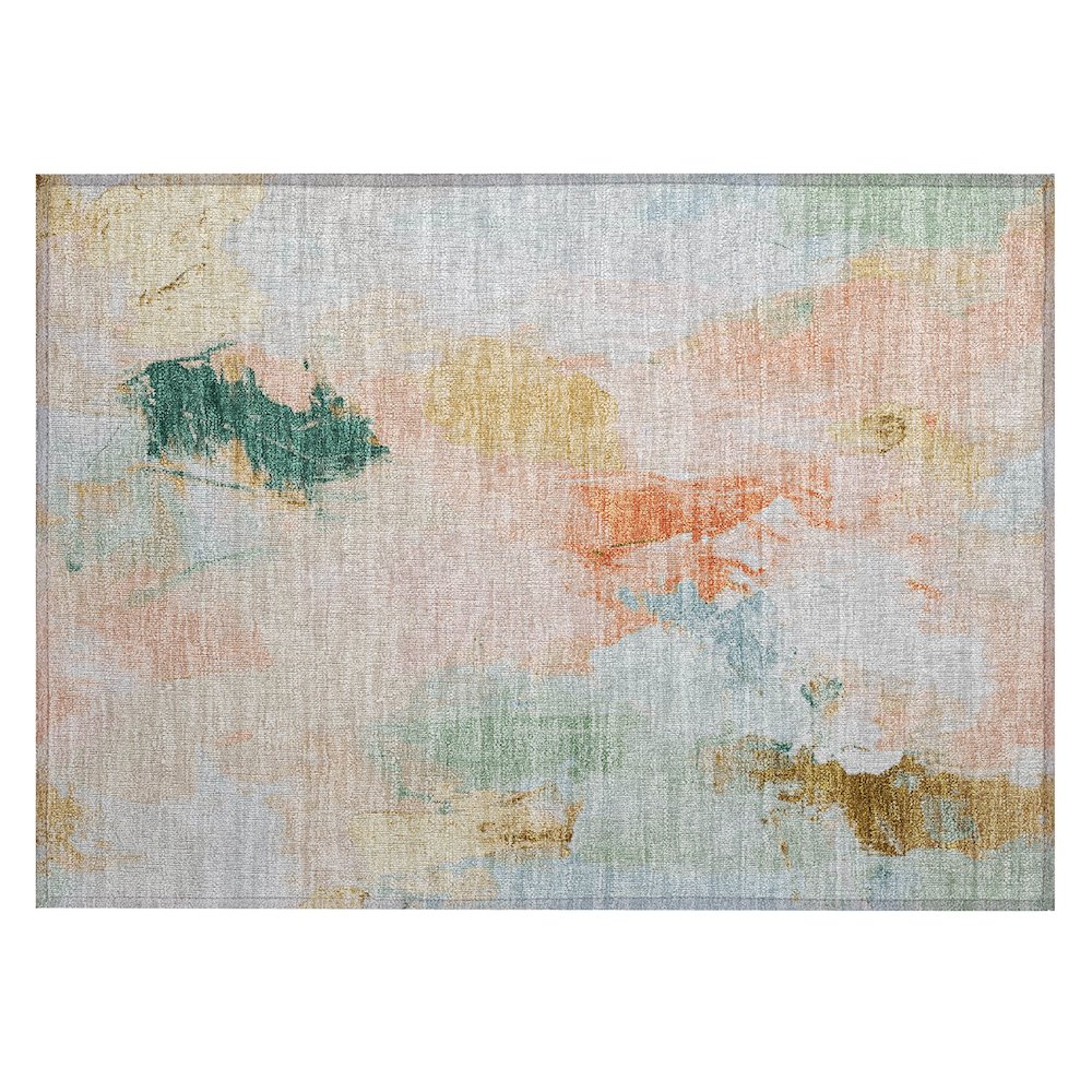 Machine Washable Indoor/Outdoor Chantille Peach 1'8" x 2'6" Rug. Picture 1