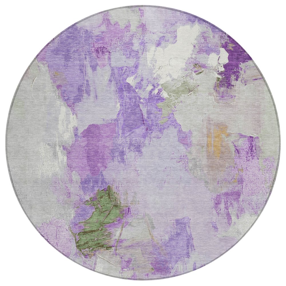 Machine Washable Indoor/Outdoor Chantille Purple 8' x 8' Round Rug. Picture 1