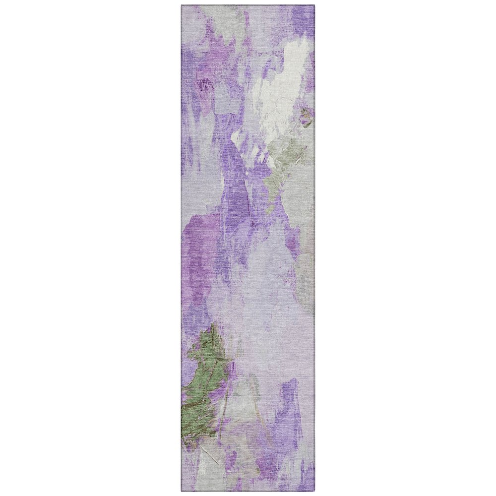 Machine Washable Indoor/Outdoor Chantille Purple 2'3" x 7'6" Runner Rug. Picture 1
