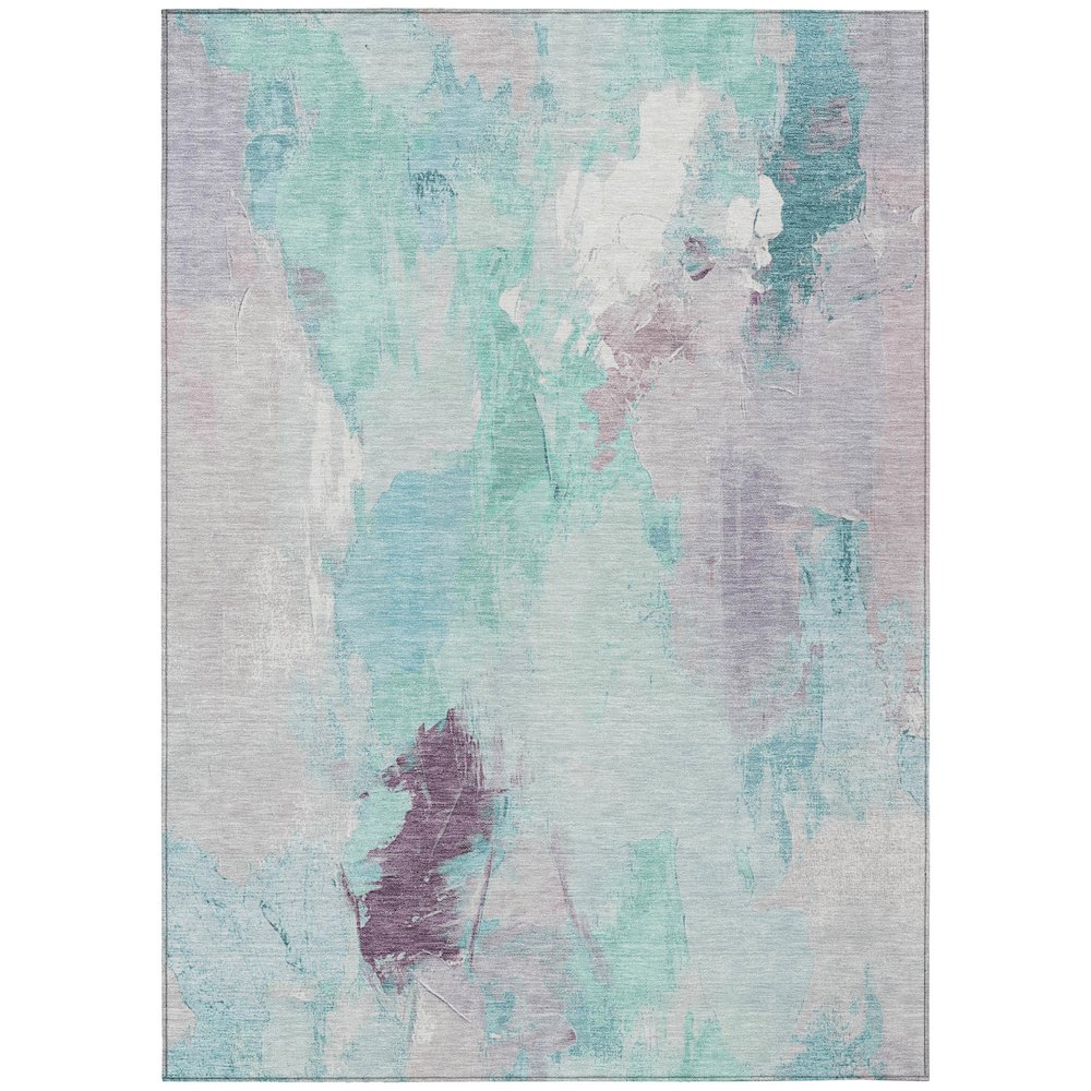 Machine Washable Indoor/Outdoor Chantille Teal 2'6" x 3'10" Rug. Picture 1