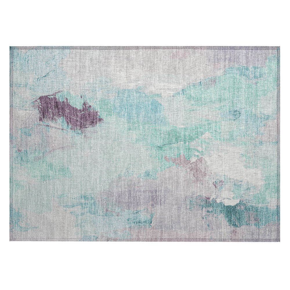 Machine Washable Indoor/Outdoor Chantille Teal 1'8" x 2'6" Rug. Picture 1