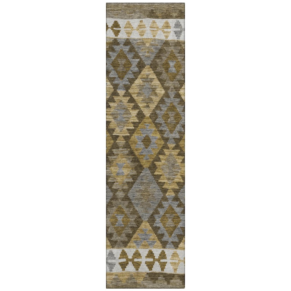 Machine Washable Indoor/Outdoor Chantille Brown 2'3" x 7'6" Runner Rug. Picture 1