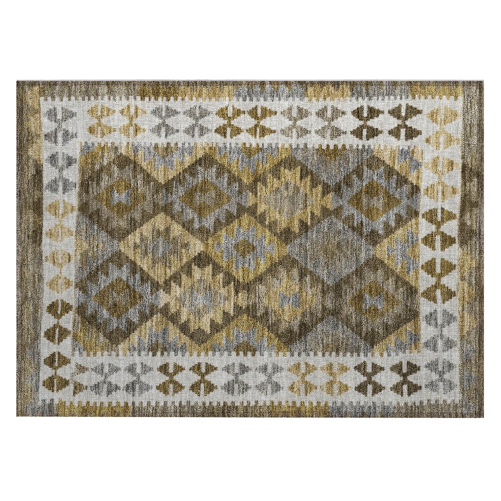 Machine Washable Indoor/Outdoor Chantille Brown 1'8" x 2'6" Rug. Picture 1