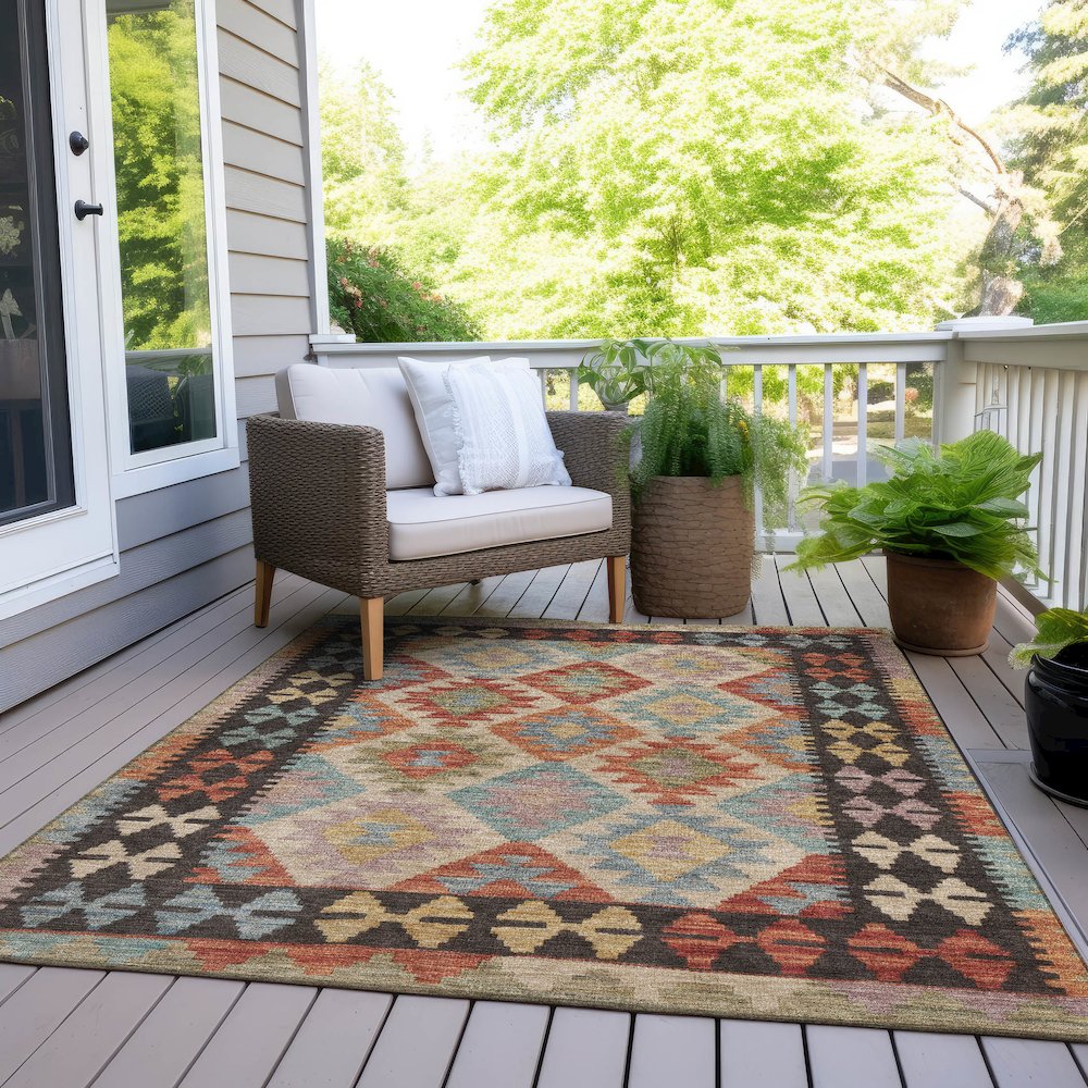Machine Washable Indoor/Outdoor Chantille Paprika 2'6" x 3'10" Rug. Picture 8