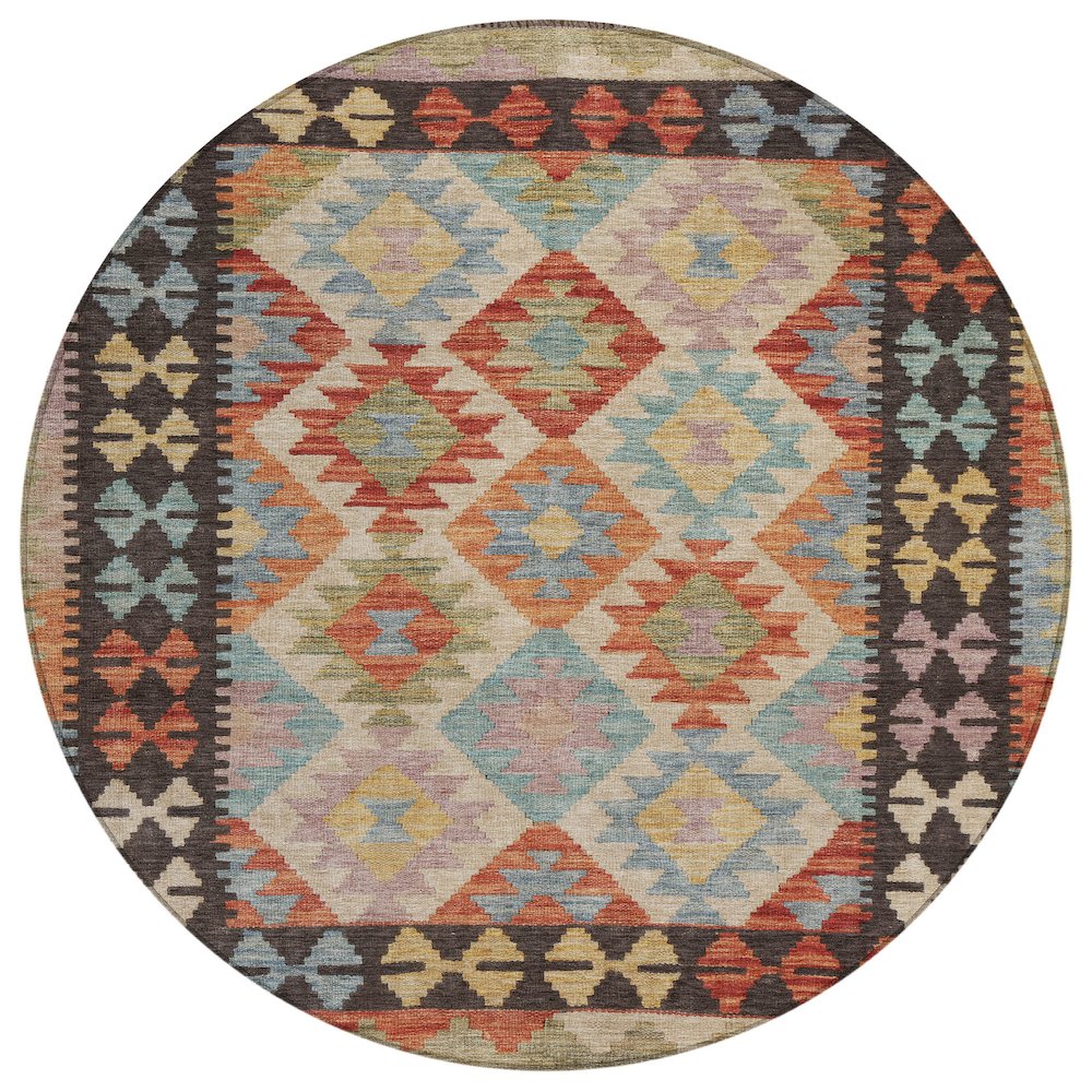 Machine Washable Indoor/Outdoor Chantille Paprika 8' x 8' Round Rug. Picture 1