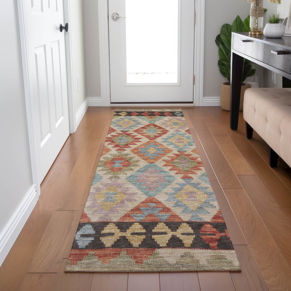 Machine Washable Indoor/Outdoor Chantille Paprika 2'3" x 7'6" Runner Rug. Picture 5