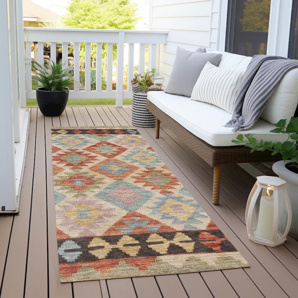 Machine Washable Indoor/Outdoor Chantille Paprika 2'3" x 7'6" Runner Rug. Picture 6