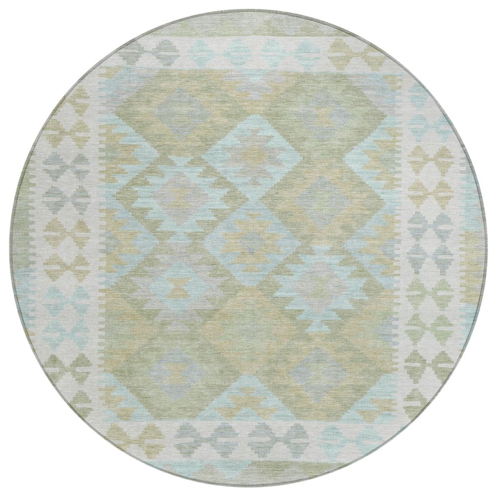 Machine Washable Indoor/Outdoor Chantille Sage 8' x 8' Round Rug. Picture 1
