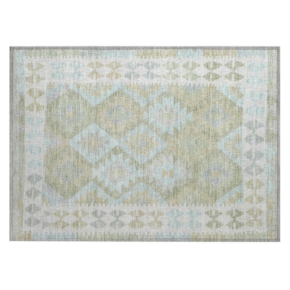 Machine Washable Indoor/Outdoor Chantille Sage 1'8" x 2'6" Rug. Picture 1