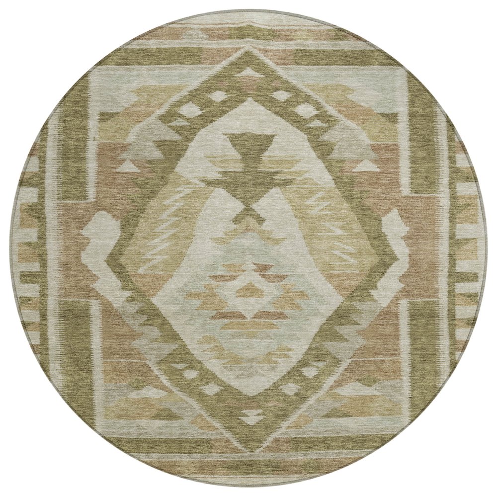 Machine Washable Indoor/Outdoor Chantille Linen 8' x 8' Round Rug. Picture 1