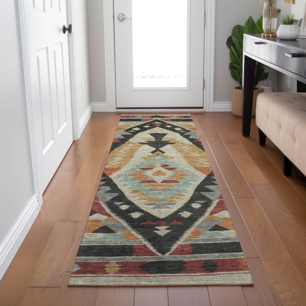 Machine Washable Indoor/Outdoor Chantille Red 2'3" x 7'6" Runner Rug. Picture 5