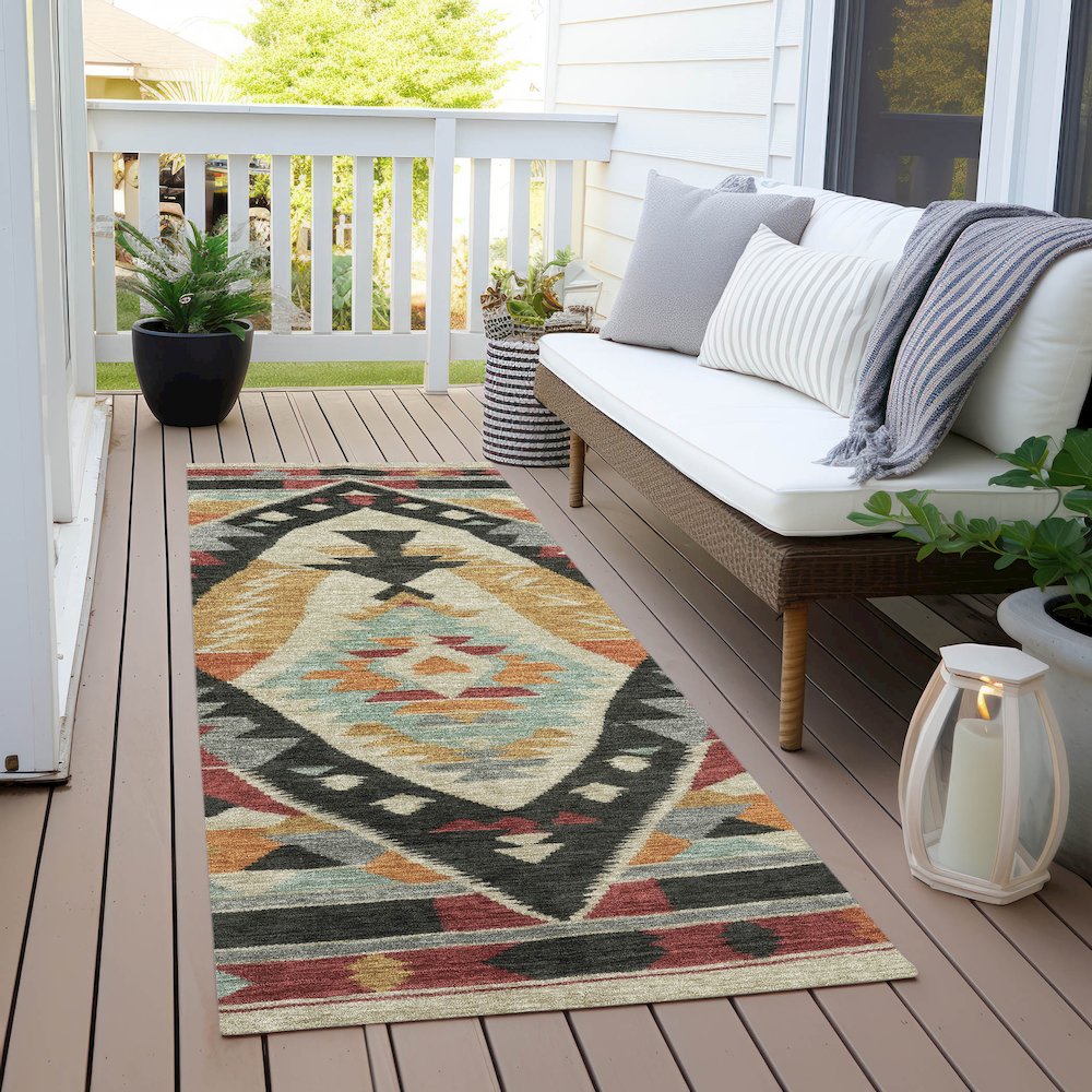 Machine Washable Indoor/Outdoor Chantille Red 2'3" x 7'6" Runner Rug. Picture 6