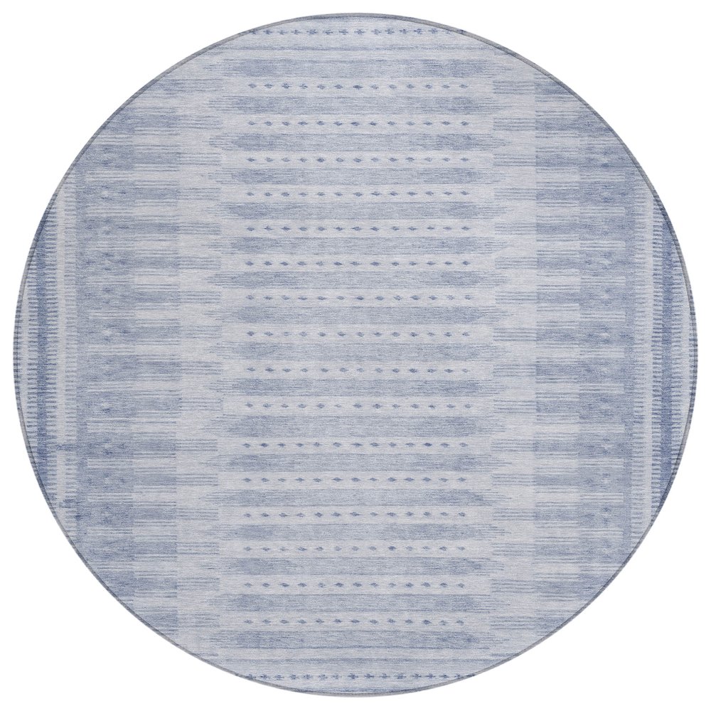 Machine Washable Indoor/Outdoor Chantille Blue 8' x 8' Round Rug. Picture 1