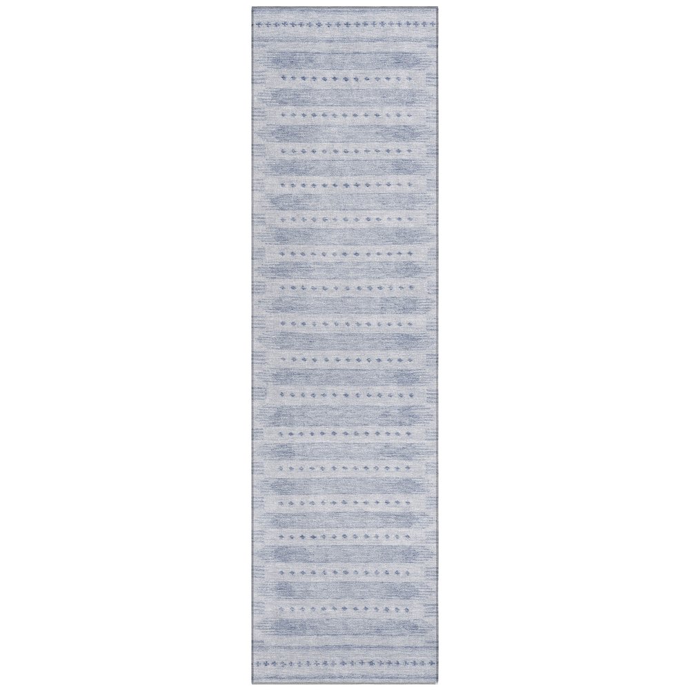 Machine Washable Indoor/Outdoor Chantille Blue 2'3" x 7'6" Runner Rug. Picture 1