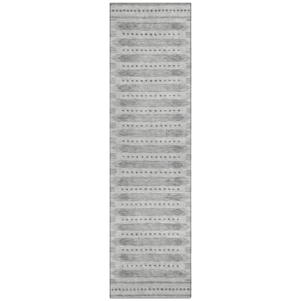 Machine Washable Indoor/Outdoor Chantille Gray 2'3" x 7'6" Runner Rug. Picture 1