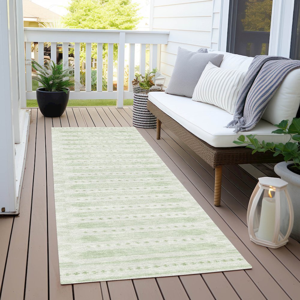 Machine Washable Indoor/Outdoor Chantille Sage 2'3" x 7'6" Runner Rug. Picture 6