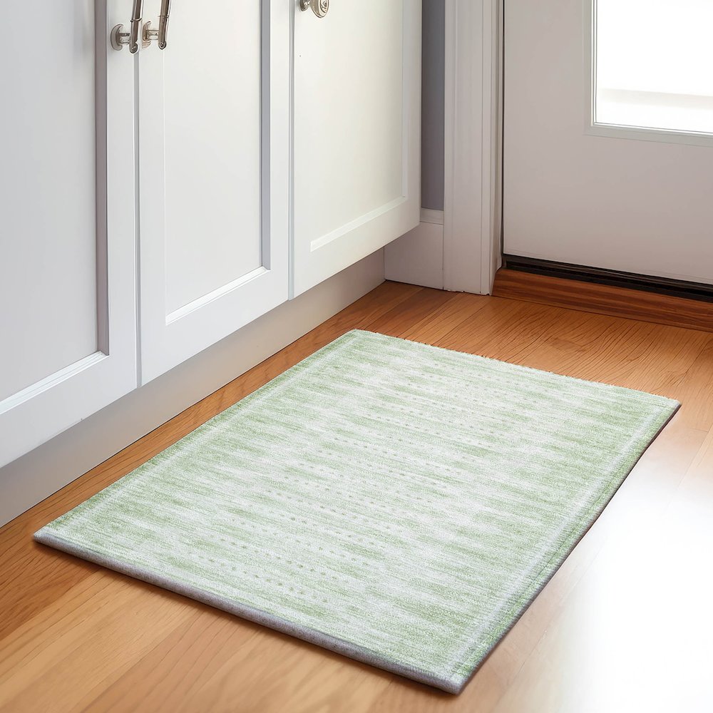 Machine Washable Indoor/Outdoor Chantille Sage 1'8" x 2'6" Rug. Picture 5