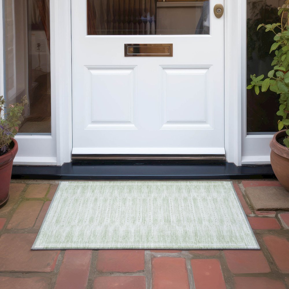 Machine Washable Indoor/Outdoor Chantille Sage 1'8" x 2'6" Rug. Picture 6