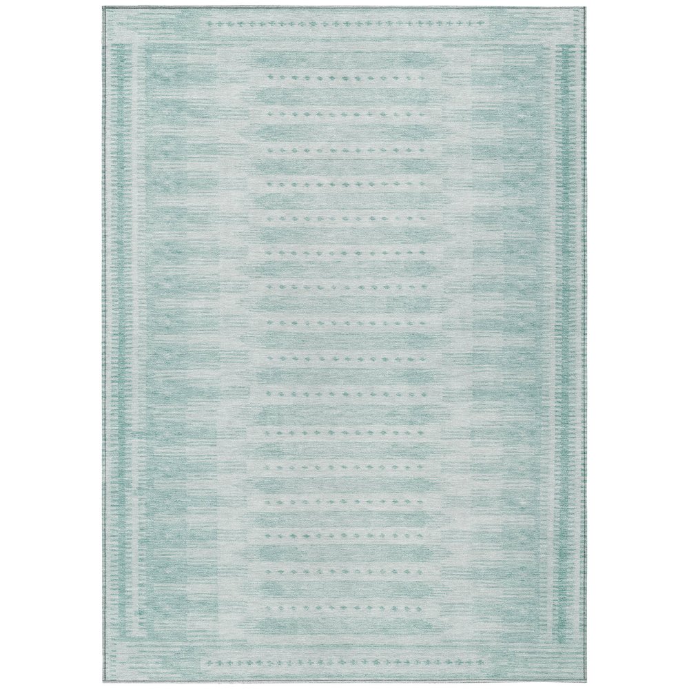 Machine Washable Indoor/Outdoor Chantille Turquoise 2'6" x 3'10" Rug. Picture 1