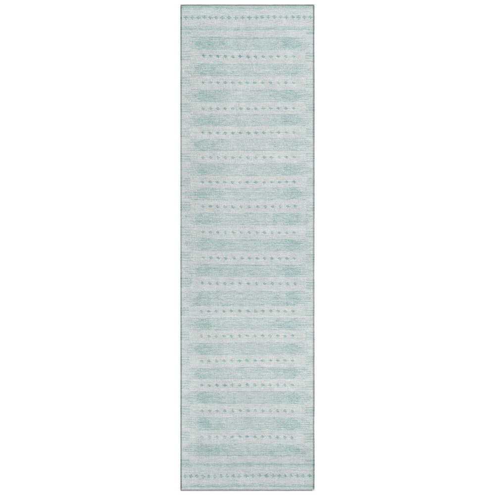 Machine Washable Indoor/Outdoor Chantille Turquoise 2'3" x 7'6" Runner Rug. Picture 1