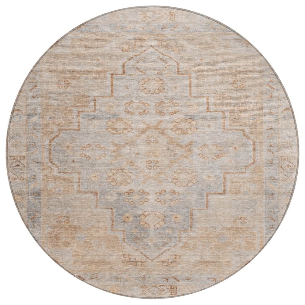 Machine Washable Indoor/Outdoor Chantille Copper 8' x 8' Round Rug. Picture 1