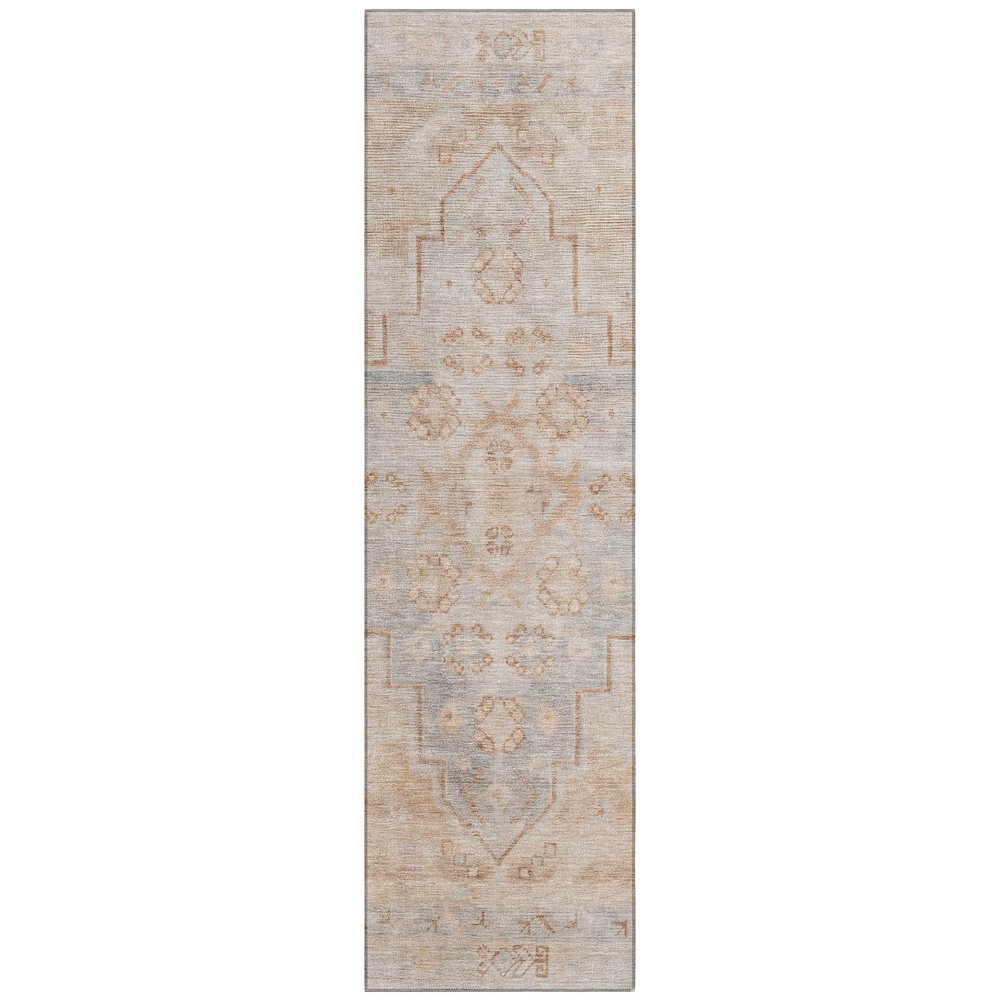 Machine Washable Indoor/Outdoor Chantille Copper 2'3" x 7'6" Runner Rug. Picture 1