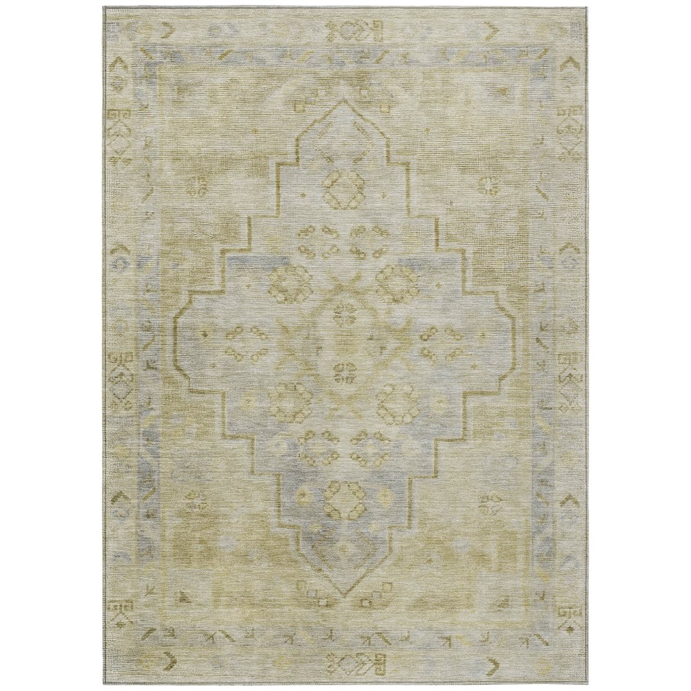 Machine Washable Indoor/Outdoor Chantille Gold 2'6" x 3'10" Rug. Picture 1