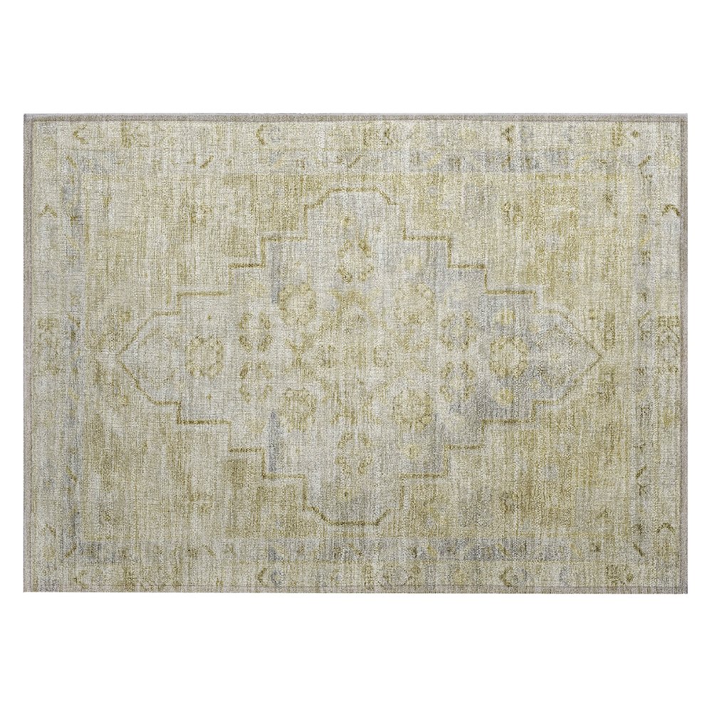 Machine Washable Indoor/Outdoor Chantille Gold 1'8" x 2'6" Rug. Picture 1