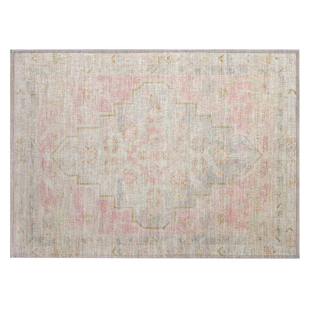 Machine Washable Indoor/Outdoor Chantille Pink 1'8" x 2'6" Rug. Picture 1