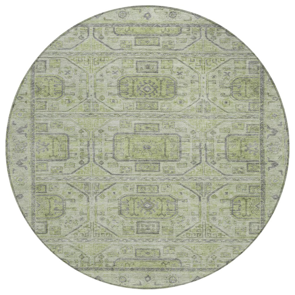 Machine Washable Indoor/Outdoor Chantille Aloe 8' x 8' Round Rug. Picture 1