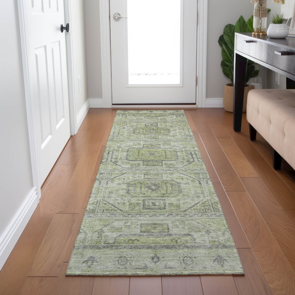 Machine Washable Indoor/Outdoor Chantille Aloe 2'3" x 7'6" Runner Rug. Picture 5