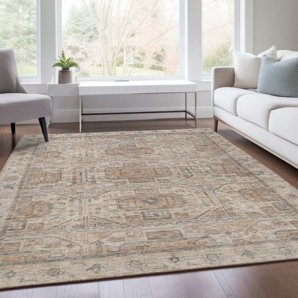 Machine Washable Indoor/Outdoor Chantille Beige 2'6" x 3'10" Rug. Picture 6