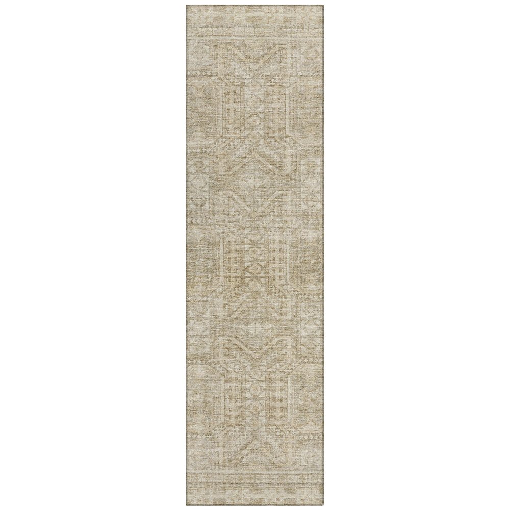 Machine Washable Indoor/Outdoor Chantille Beige 2'3" x 7'6" Runner Rug. Picture 1