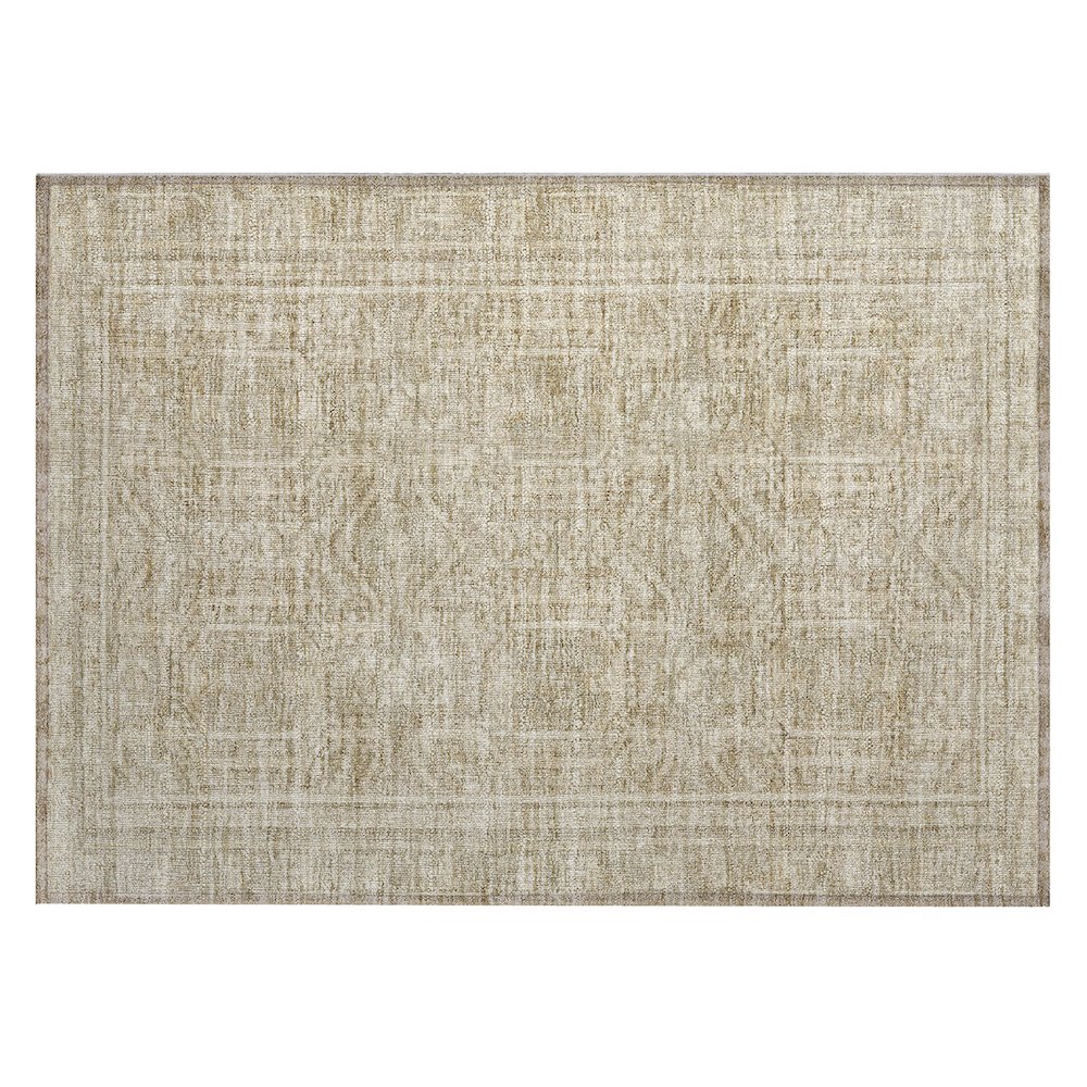 Machine Washable Indoor/Outdoor Chantille Beige 1'8" x 2'6" Rug. Picture 1