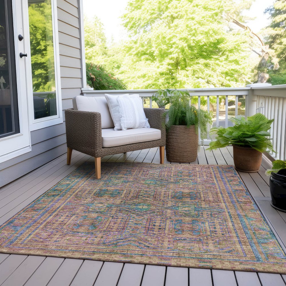 Machine Washable Indoor/Outdoor Chantille Orange 2'6" x 3'10" Rug. Picture 8