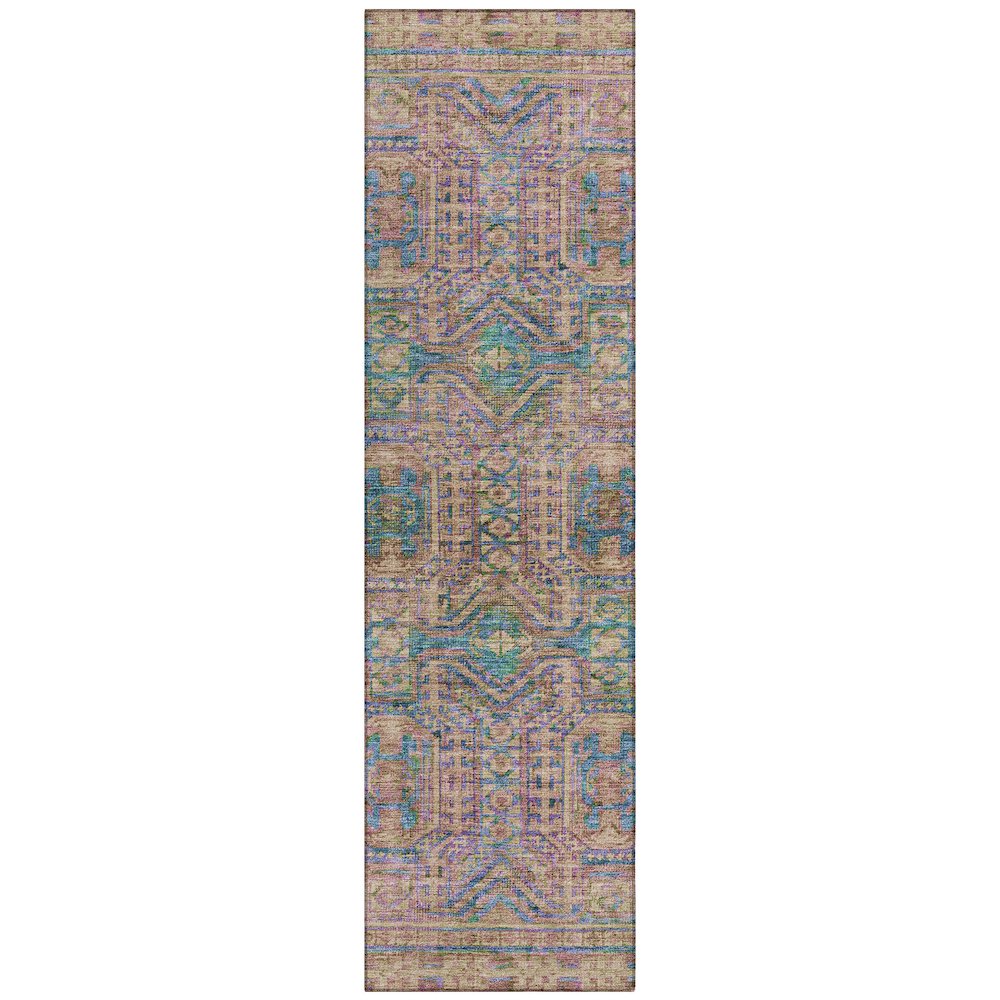 Machine Washable Indoor/Outdoor Chantille Orange 2'3" x 7'6" Runner Rug. Picture 1