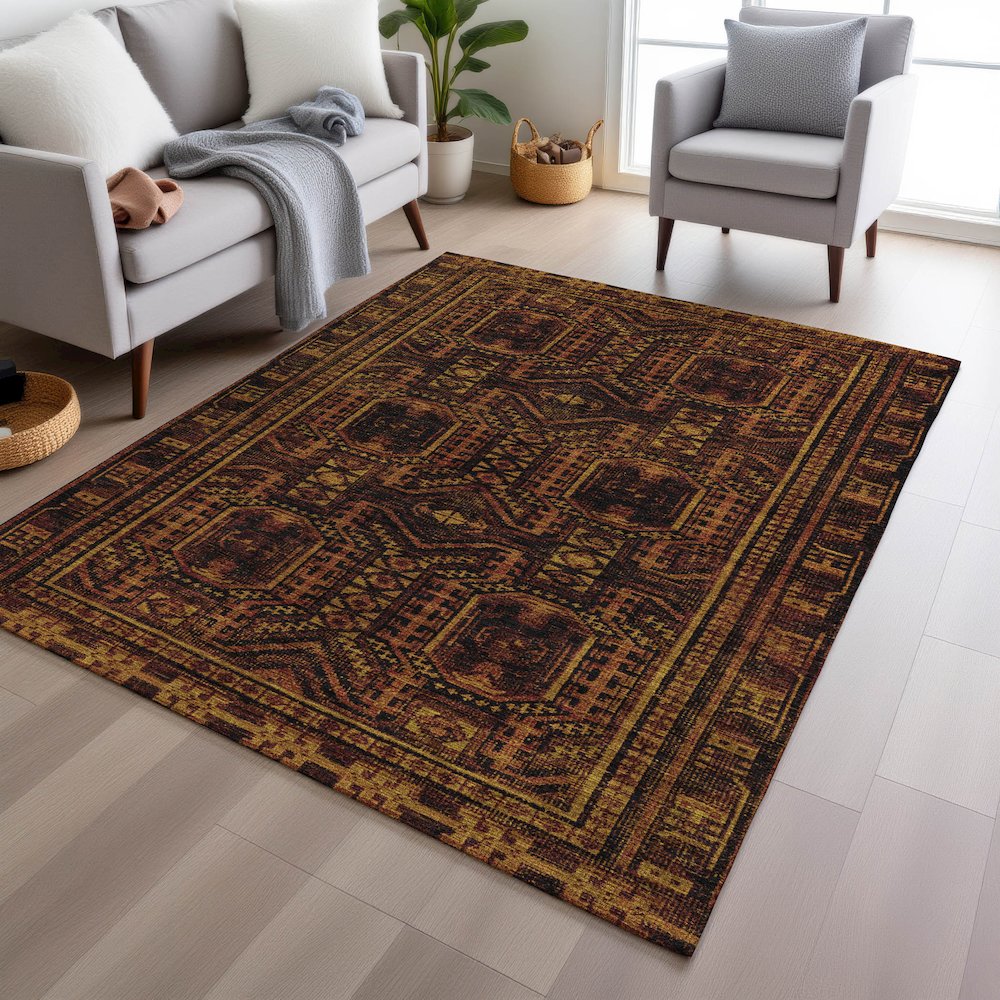 Machine Washable Indoor/Outdoor Chantille Paprika 2'6" x 3'10" Rug. Picture 5