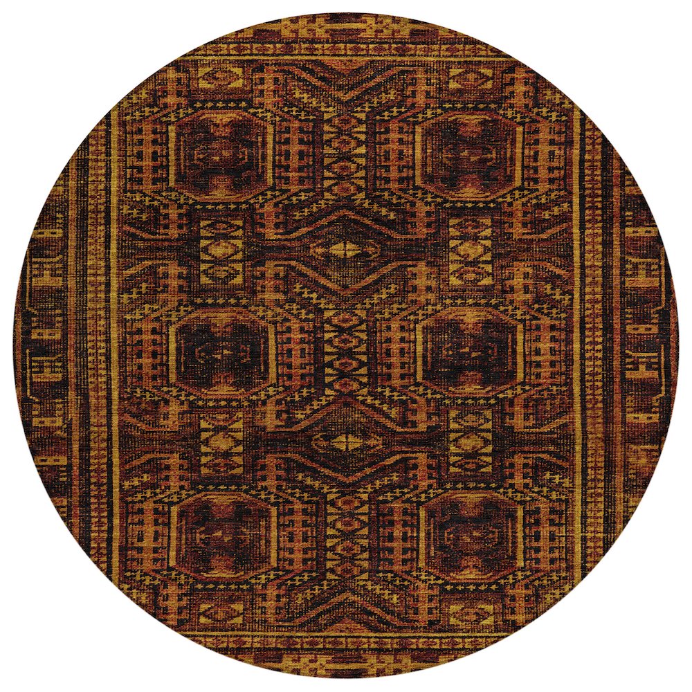 Machine Washable Indoor/Outdoor Chantille Paprika 8' x 8' Round Rug. Picture 1
