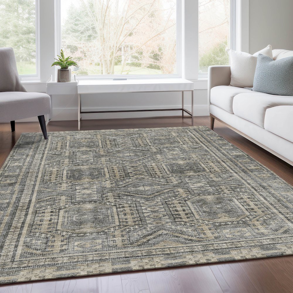 Machine Washable Indoor/Outdoor Chantille Pewter 2'6" x 3'10" Rug. Picture 6
