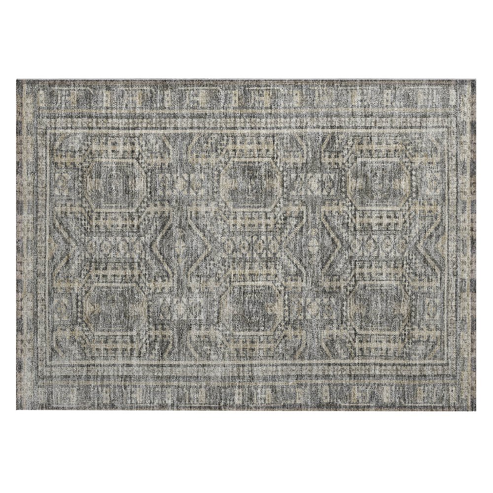 Machine Washable Indoor/Outdoor Chantille Pewter 1'8" x 2'6" Rug. Picture 1